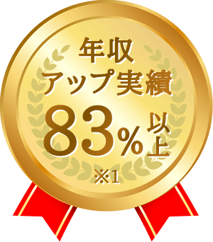 年収アップ実績83％以上